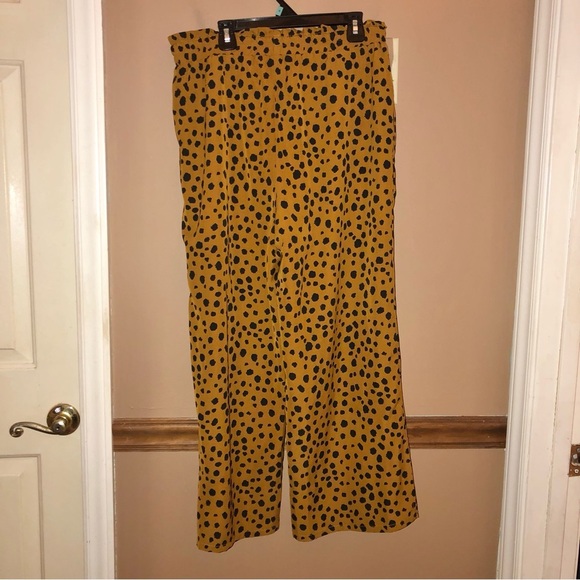 Listicle Animal‎ Cheetah Print Dot Wide Leg Pull on Pants brown size small - Picture 2 of 6